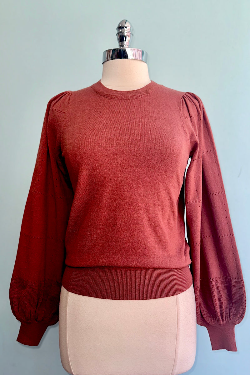 Brick Blouson Sleeve Lightweight Sweater