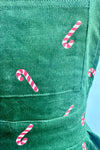 Green Candy Cane Corduroy Pinafore Skirt