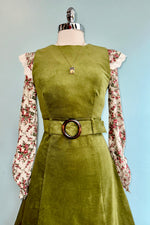 Olive Corduroy Shift Dress by Voodoo Vixen