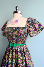 Purple Ditsy Floral Smocked Dress