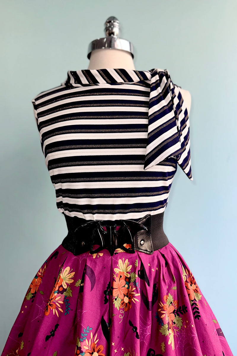 Navy and White Cowl Neck Tank Top