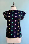Heart T-Shirt Top in Black by Compania Fantastica