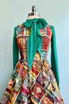 Teal Green Long Sleeve Tie Neck Jersey Top by Compania Fantastica