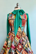 Teal Green Long Sleeve Tie Neck Jersey Top by Compania Fantastica