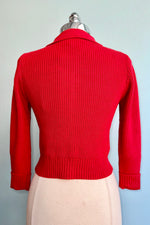 Red Collared Cardigan by Collectif