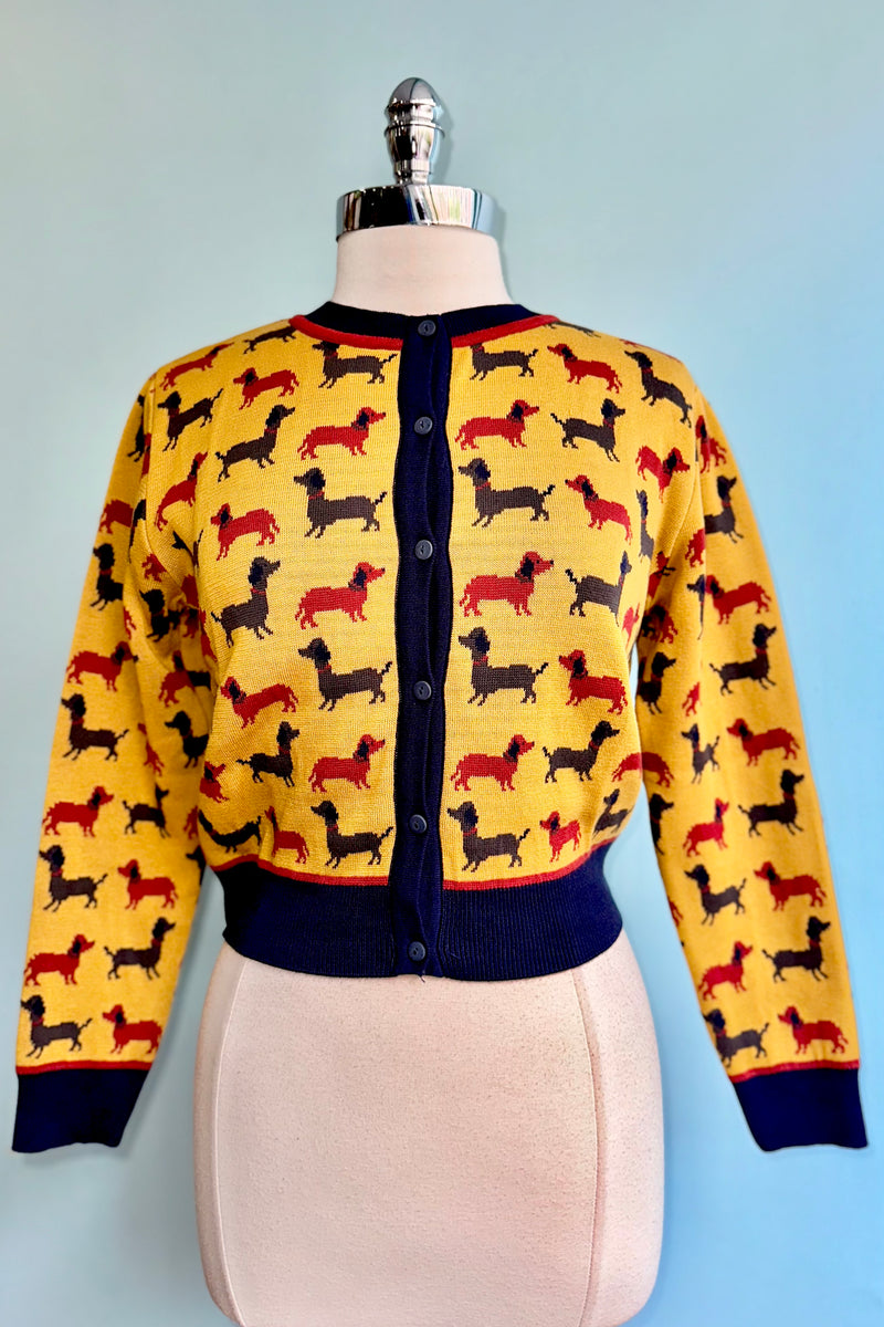 Mustard Sausage Dog Vera Cardigan by Palava