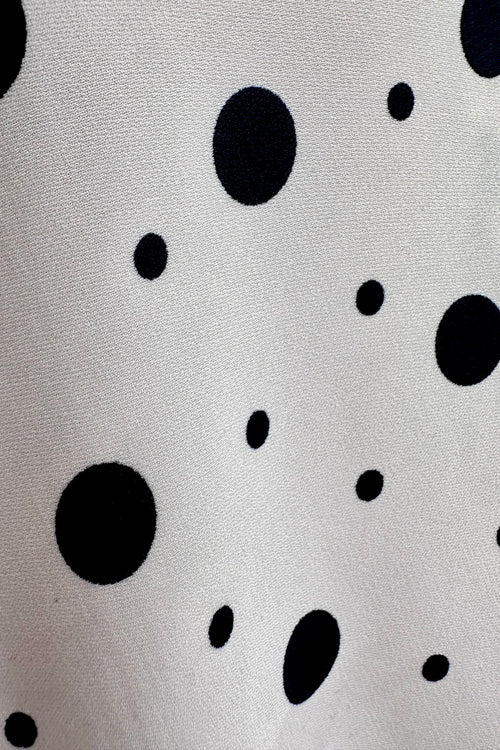 Cream and Black Polka Dot Flutter Sleeve Dress by Voodoo Vixen