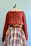 Contrast Crochet Collar Cardigan in Terracotta