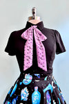 Purple Bat Tie Neck Top in Black