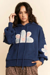 Patchwork Sweater Hoodie in Navy