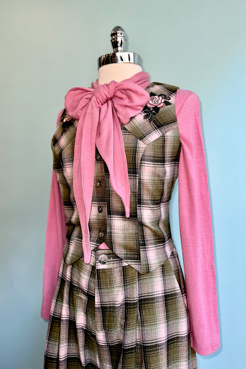 Pink Long Sleeve Tie Neck Jersey Top by Compania Fantastica