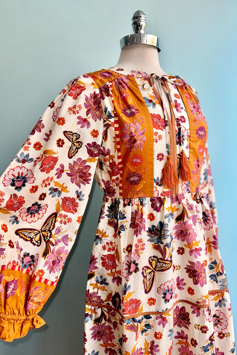 Floral Border Print Midi Dress
