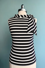 Navy and White Cowl Neck Tank Top