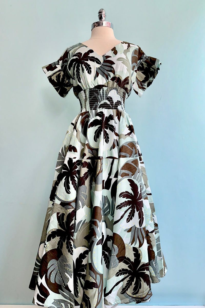 Mint Tropical Ruffle Sleeve Midi Dress by Lili Sidonio