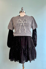Black Brocade and Dot Mini Dress by Molly Bracken