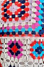 Colorful Granny Squares Long Open Cardigan