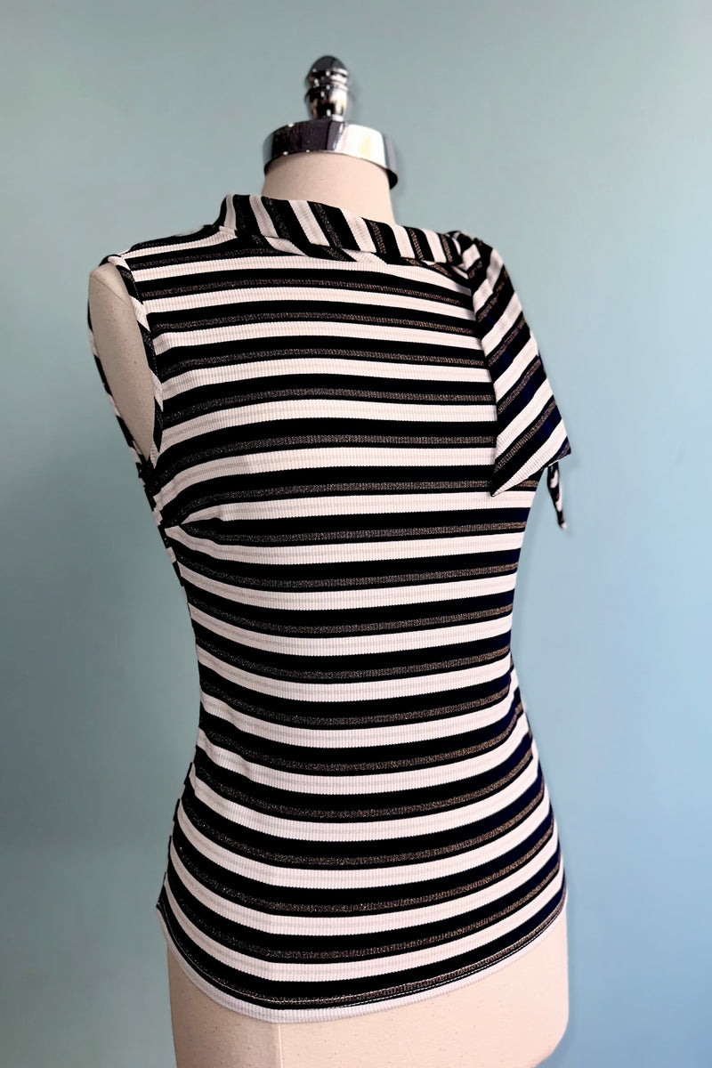 Navy and White Cowl Neck Tank Top