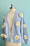 3D Flower Cardigan in Light Blue