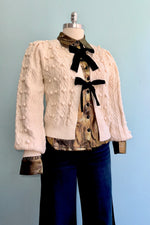 Ivory Bow Front Cable Knit Cardigan