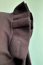 Black Ruffle Sleeve V-Neck Sweater by Molly Bracken
