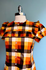 Darlene Orange Plaid Top by Hell Bunny