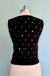 Rainbow Dot Embroidered Black Sweater Vest by Tulip B.