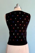 Rainbow Dot Embroidered Black Sweater Vest by Tulip B.