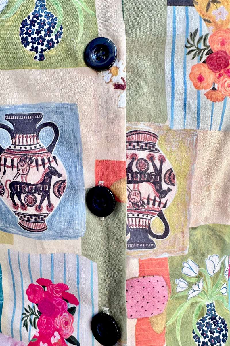 Colorful Vases Button Down Top by Tulip B.