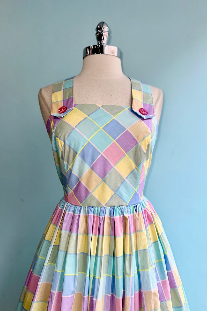 Skye Pastel Plaid Pinafore Dress by Hell Bunny