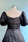 Black Puff Sleeve Brocade Dress