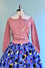 Purple Conversation Hearts and Black Cats Doris Skirt by Retrolicious