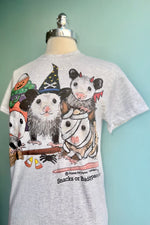 Halloween Possums T-shirt in Grey by Sesame the Opossum