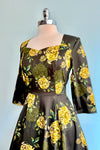 Black and Gold Floral Inez Dress by Hearts & Roses London