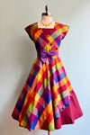 Cotton Madras Rainbow Cap Sleeve Dress