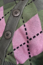 Green and Pink Argyle Cardigan by Voodoo Vixen
