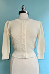 Oatmeal Puff Sleeve Cropped Cardigan