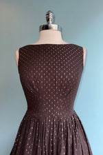 Chocolate Rosegold Lurex Dot Abigail Dress by Emily and Fin