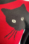 Burgundy and Black Cat Pullover Sweater