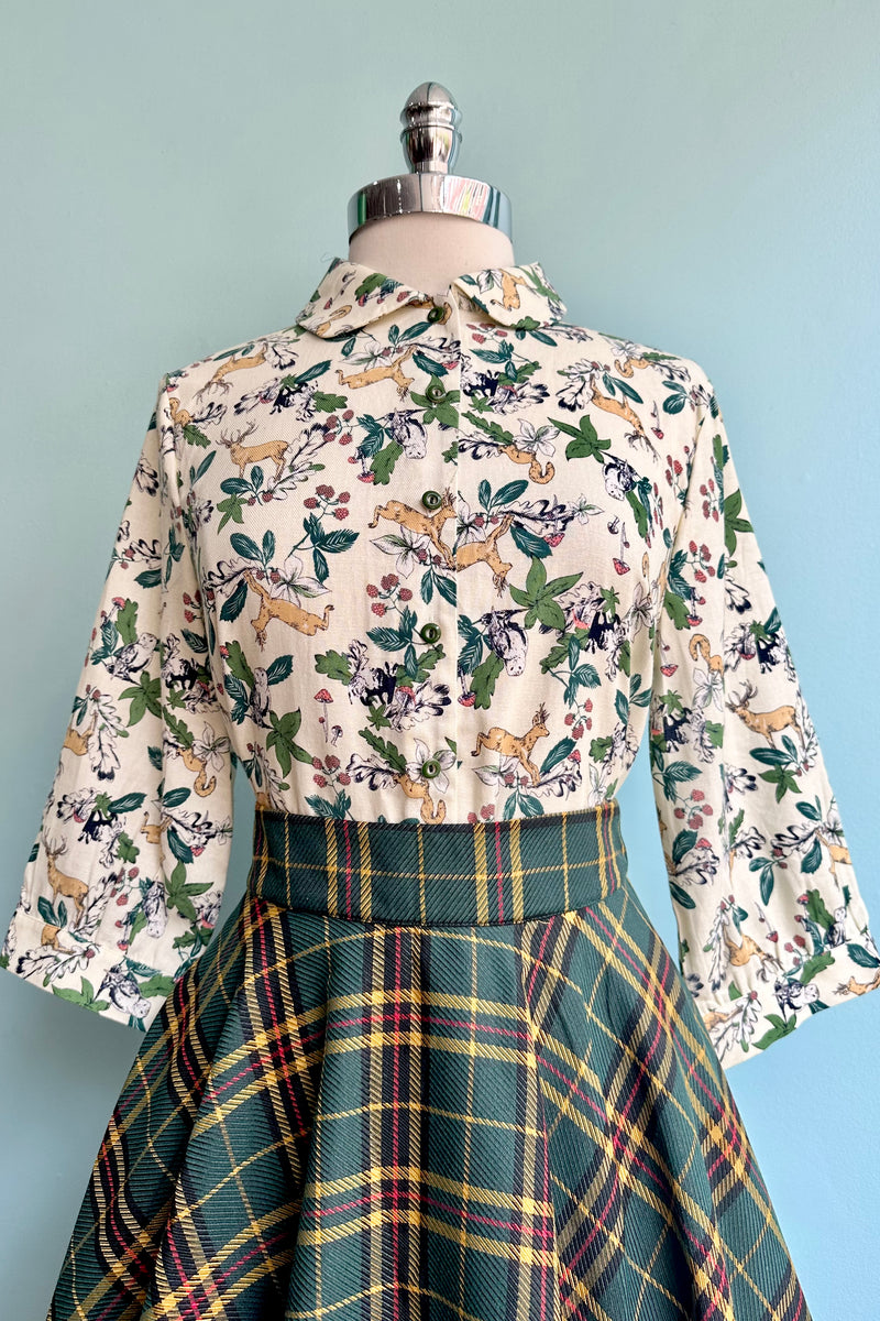 Woodland Deer Button Down Blouse by Banned
