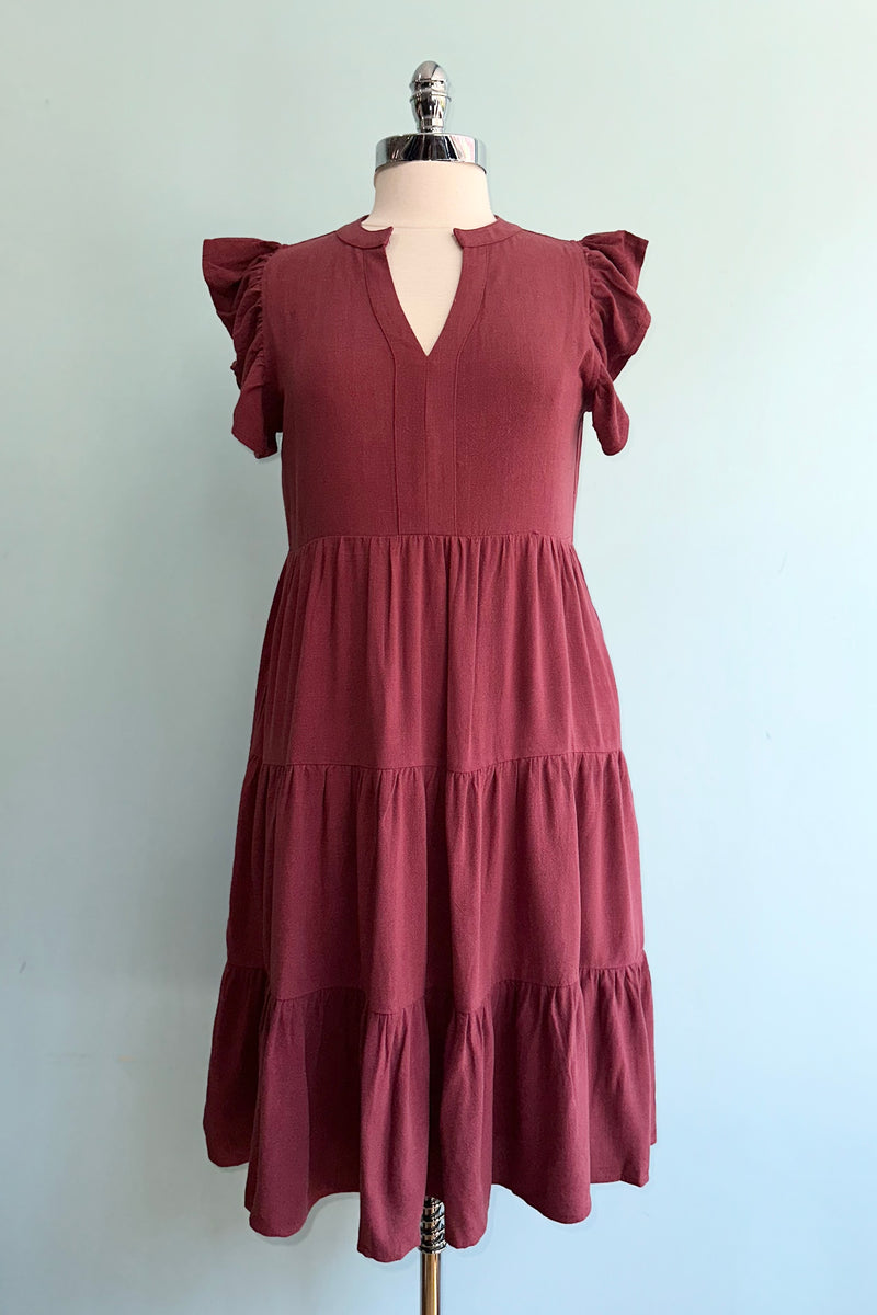 burgundy knee length dress with sleeves Velvet Knee Length Deep V-neck Burgundy Formal Dress with Short Sleeves