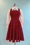 Red Plaid Irvine Pinafore Dress by Hell Bunny