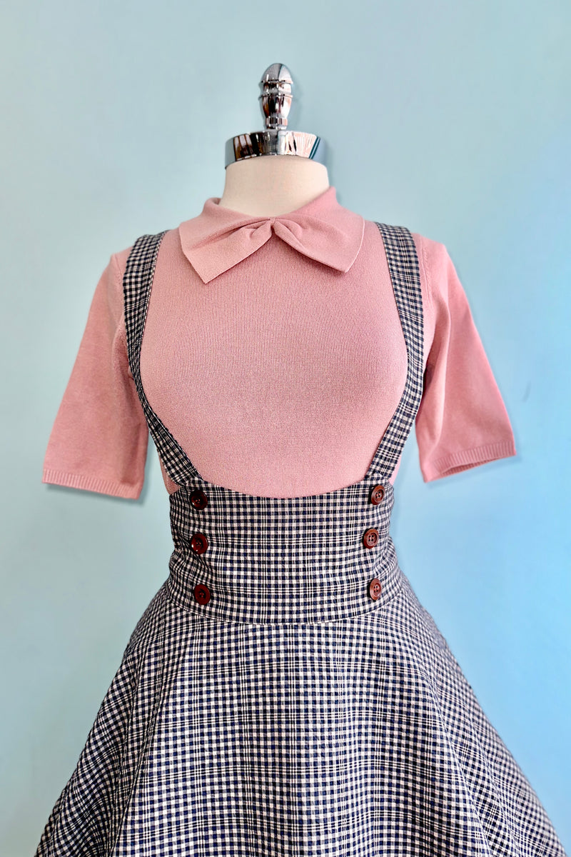 Pinafore Circle Skirt in Navy Plaid by Banned