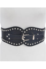 Studded Wide Belt in Black and Silver