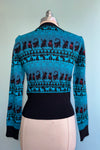 Teal Black Cats and Snowflakes Sweater