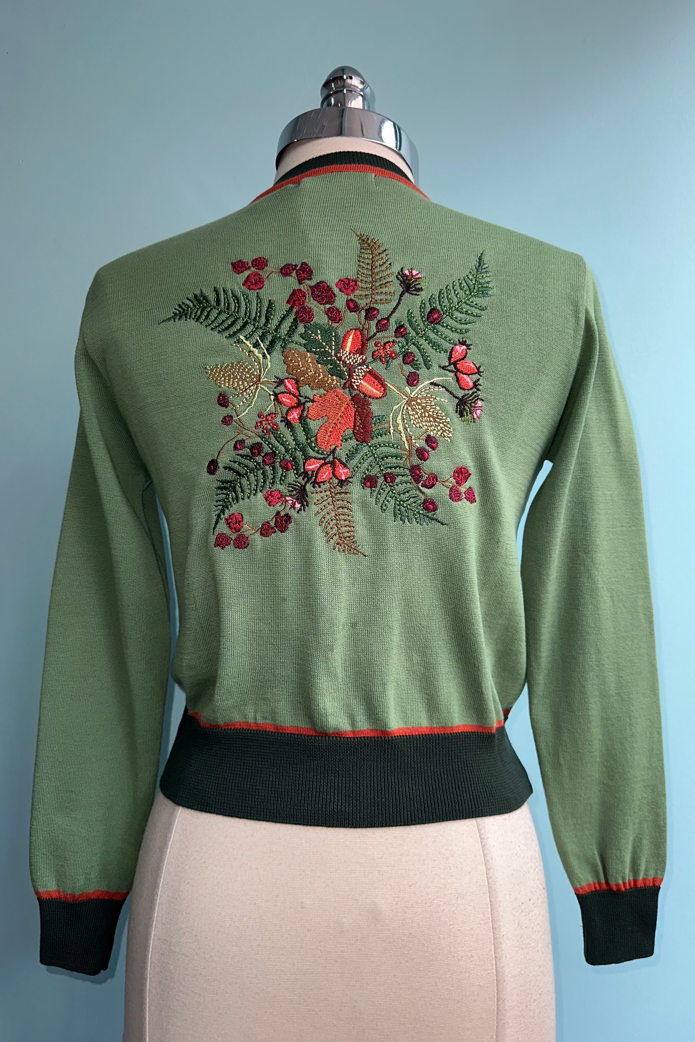 Vera - Teal Bugs Embroidered Cardigan - 3/4 Sleeve