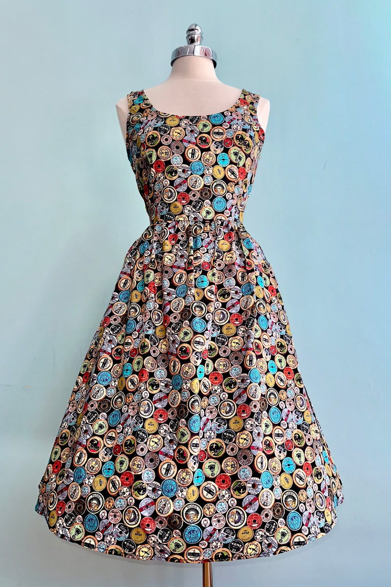 vintage fit and flare dress Vintage Thread Spools Fit & Flare Dress by Retrolicious 2X-Large