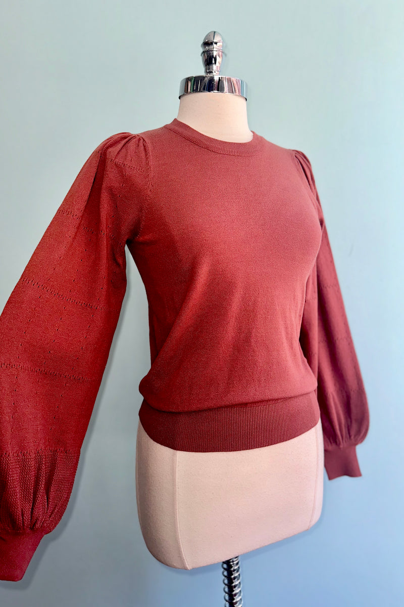 Brick Blouson Sleeve Lightweight Sweater