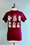 Holiday Ghosts Reading T-Shirt in Burgundy