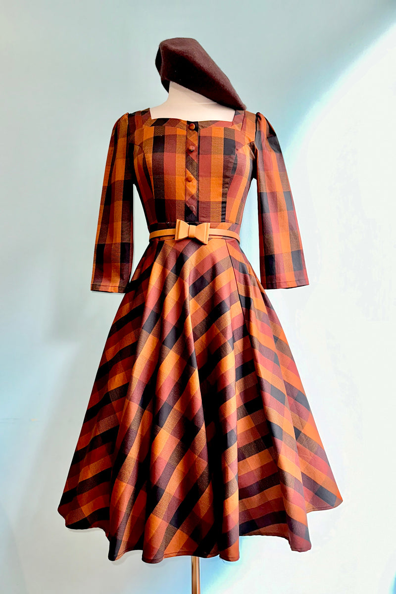 Autumn Rust Plaid Caitlin Dress by Hearts & Roses London Medium Autumn Rust Plaid Caitlin Dress by Hearts & Roses London Medium
