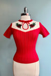 Poinsettia Sweater in Red by Hell Bunny